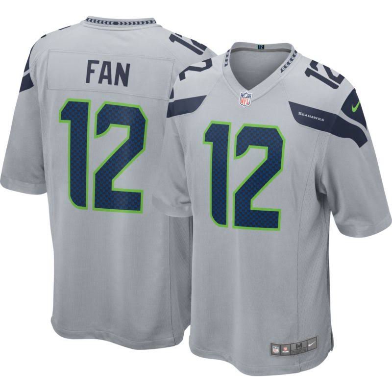 Men Seattle Seahawks 12 Fan Nike Grey Game Team NFL Jersey